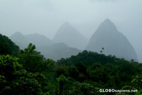 Postcard Soufriere (LC) - two pitons