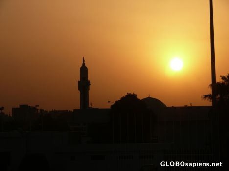 Postcard mosque in sunset