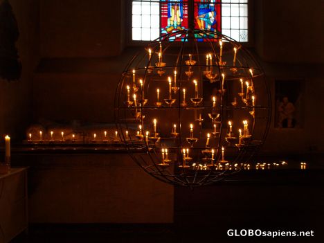 Postcard Candles in the church