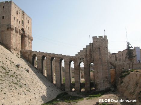 Postcard Aleppo's citadel main entrance.