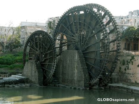 Postcard Big waterwheels in Hama.