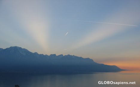 Postcard Sunset above Montreux