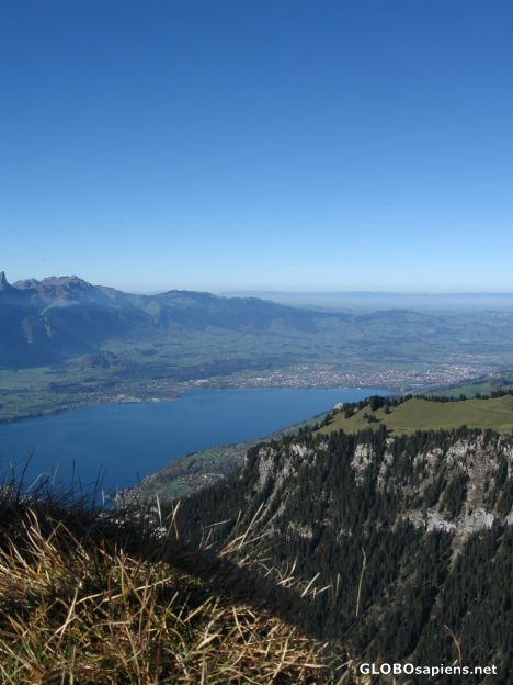 Postcard view from niederhorn to stockhorn and thun