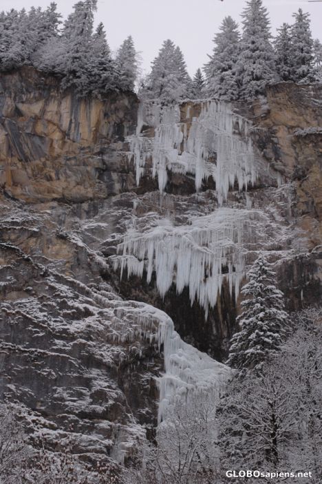 Postcard frozen waterfall