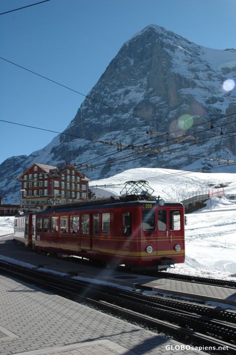 Postcard Jungfraujoch Train leaving kl. Scheidegg