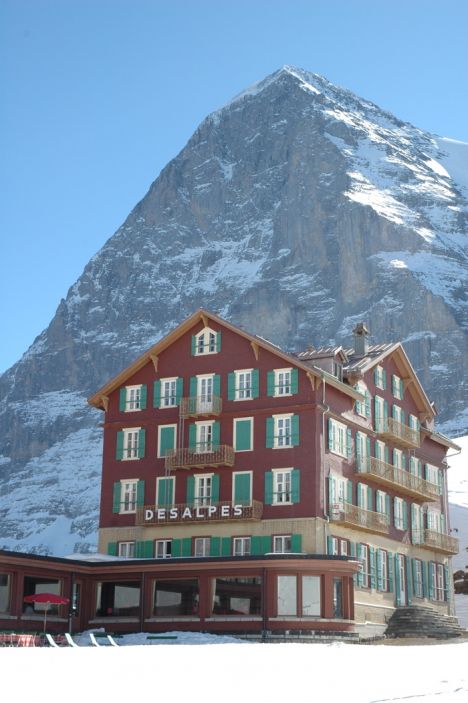 Postcard Eiger guarding over Hotel