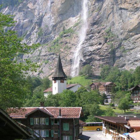Postcard waterfall on the way to jungfraujoch