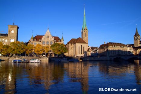 Postcard Zurich - river by day - 2