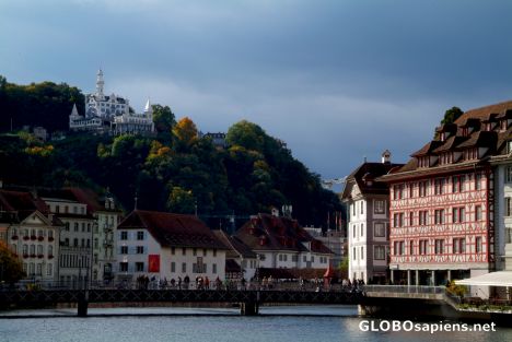 Postcard Lucerne - by the river - 1