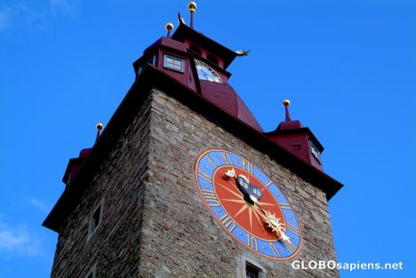 Postcard Lucerne - townhall's clock