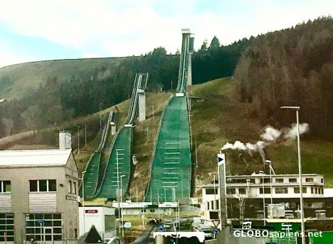 Postcard Einsiedeln- ski jumps.