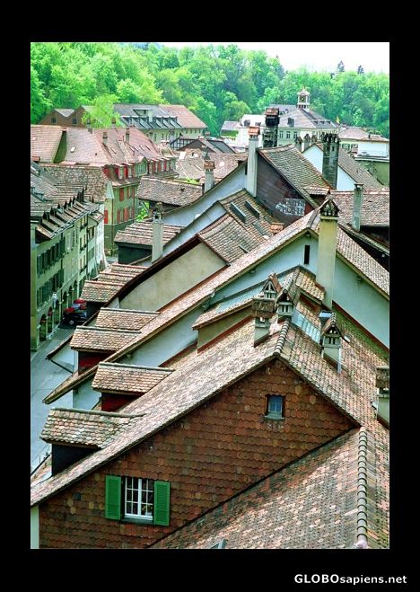 Postcard Riverfront rooftops in Bern, Switzerland