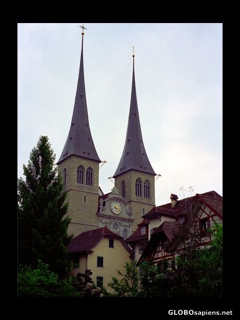Postcard Hof Church - Lucerne, Switzerland