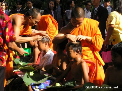 Postcard Preparing young boys to spend time as monks