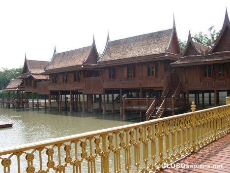 Postcard Traditional Thai Houses in Dusit Garden