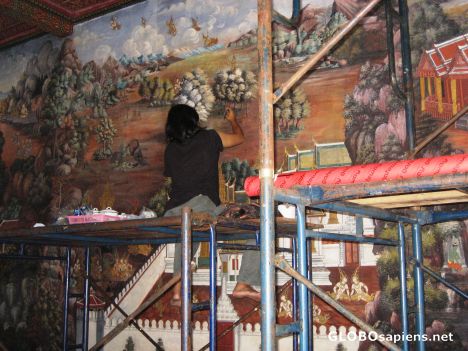 Postcard Artist restores portion of Ramakien Murals