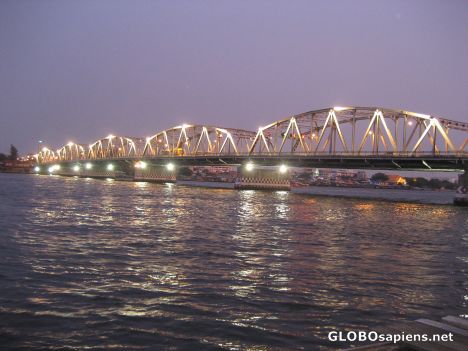 Postcard Bridge Across Chao Praya River at Twilight