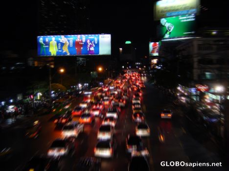 Postcard Bangkok night traffic
