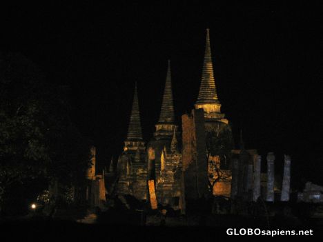 Postcard Ayutthaya's ruins at Night