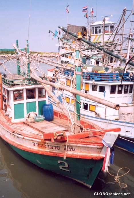 Postcard Fishing boat in Cha-am harbor