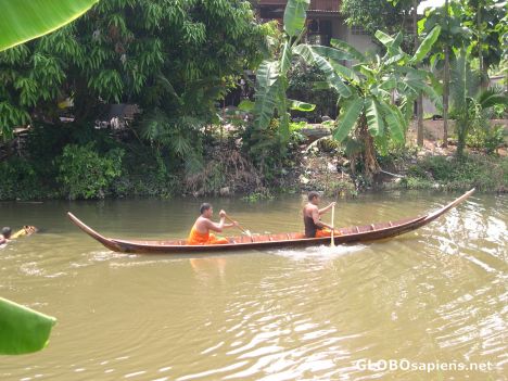 Postcard Monks in a Boat