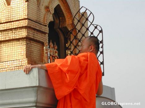 Postcard monk changing buddhas