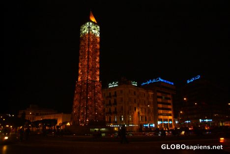 Postcard Tunis (TN) - Place 7 Novembre at night