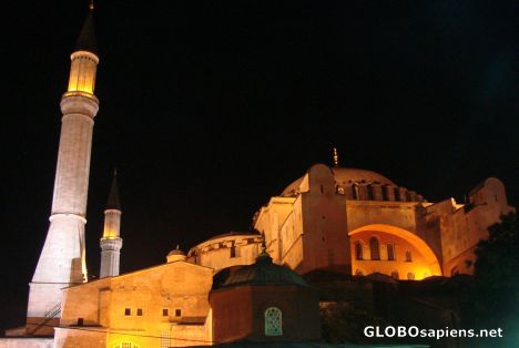 Postcard Hagia Sophia at night