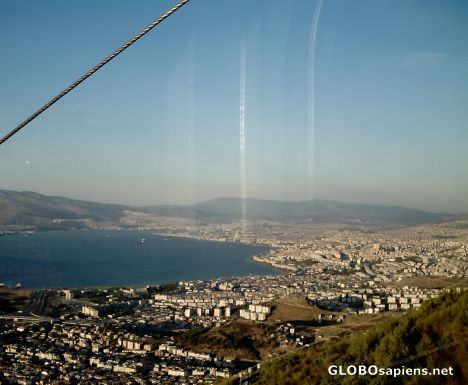 Postcard view of Izmir Gulf from teleferic