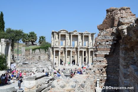 Postcard The Library of Celsus in Ephesus on a very hot day