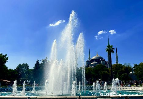 Postcard Sultan Ahmed Park in Istambul.