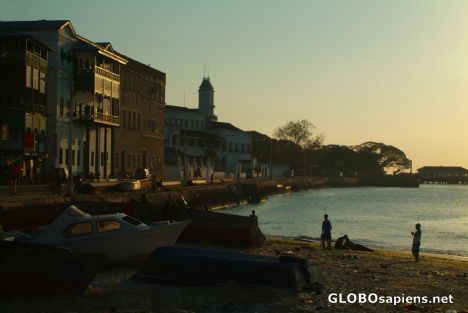 Postcard Zanzibar, Stone Town - sunset in town