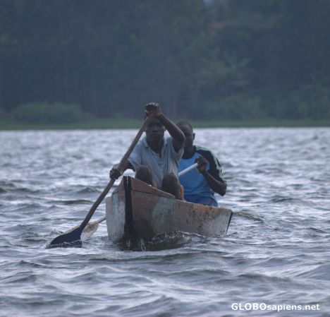 Postcard Fishermen on the lake