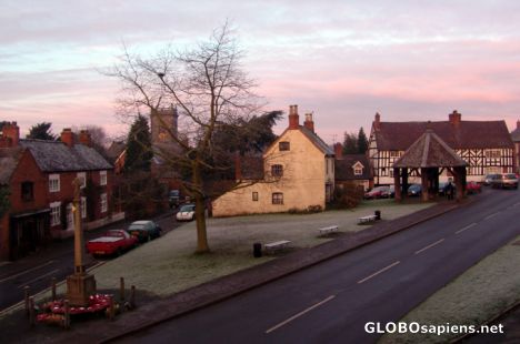 Postcard Frosty morning in an English village