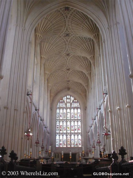 Postcard Cathedral interior, Bath, England