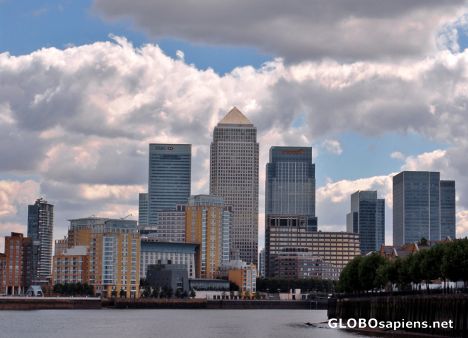 Postcard Canary Wharf from the River Thames