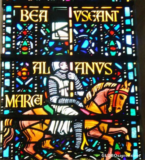 Postcard Knight Templar on stained glass