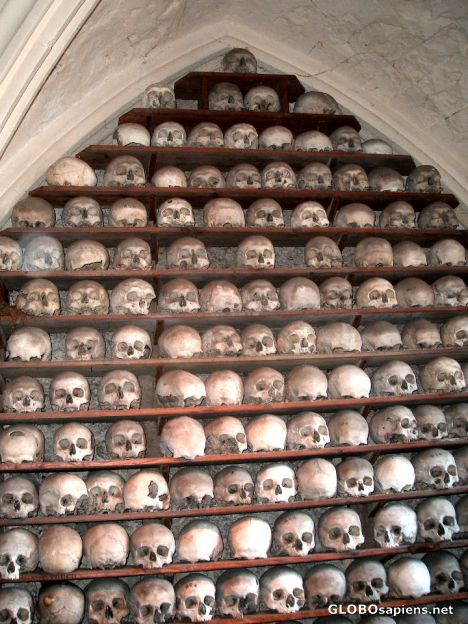 Postcard Skulls in the Ossuary