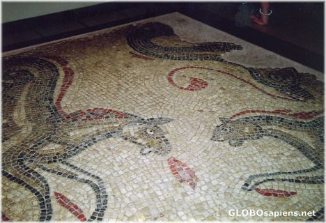 Postcard Mosaic tile floor in the Roman Baths