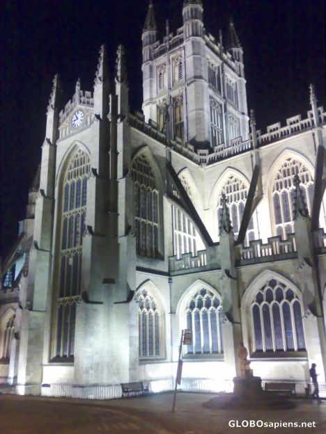 Postcard Bath Abbey at night