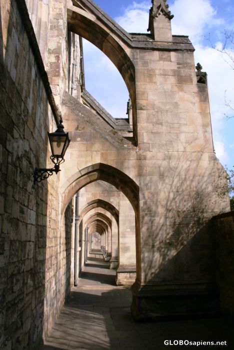 Postcard Arches on cathedral's sidewall