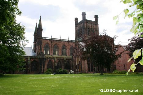 Postcard Chester Cathedral from the park