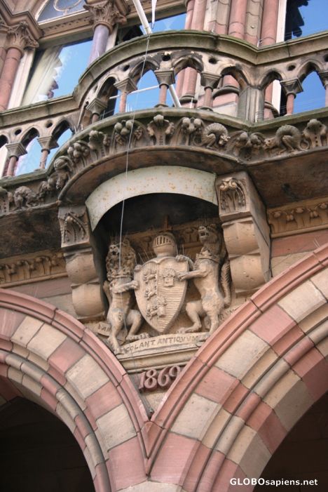 Postcard Chester Townhall, detail from entrance