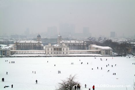 Postcard London under snow - Royal Greenwich