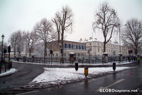 Postcard London under snow - central Greenwich