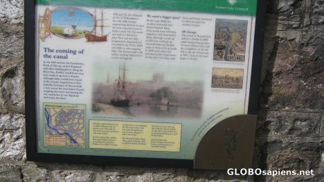 Postcard Information Board on Exeter Quay, Devon. UK.