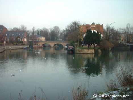 Postcard River Thames flowing through Oxfordshire