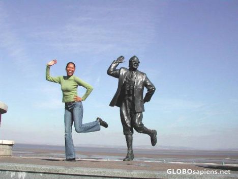 Postcard Me with Eric Morecambe statue