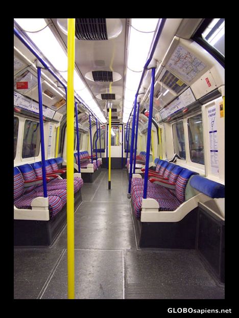 Postcard Inside of a tube train