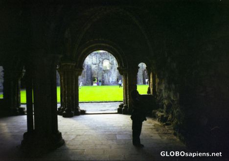 Postcard Looking on the inner court of the Kirkstall Abbey